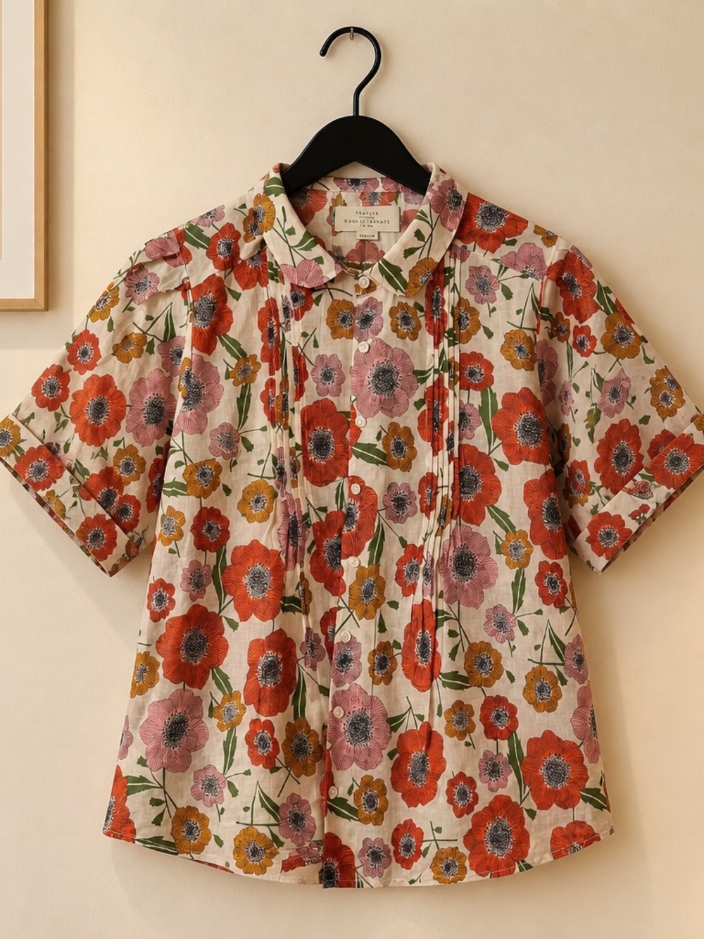 Trovata Floral Button-Up in Pink, Orange & Green